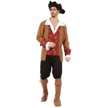 Jack sparrow heren kostuum bruin/rood